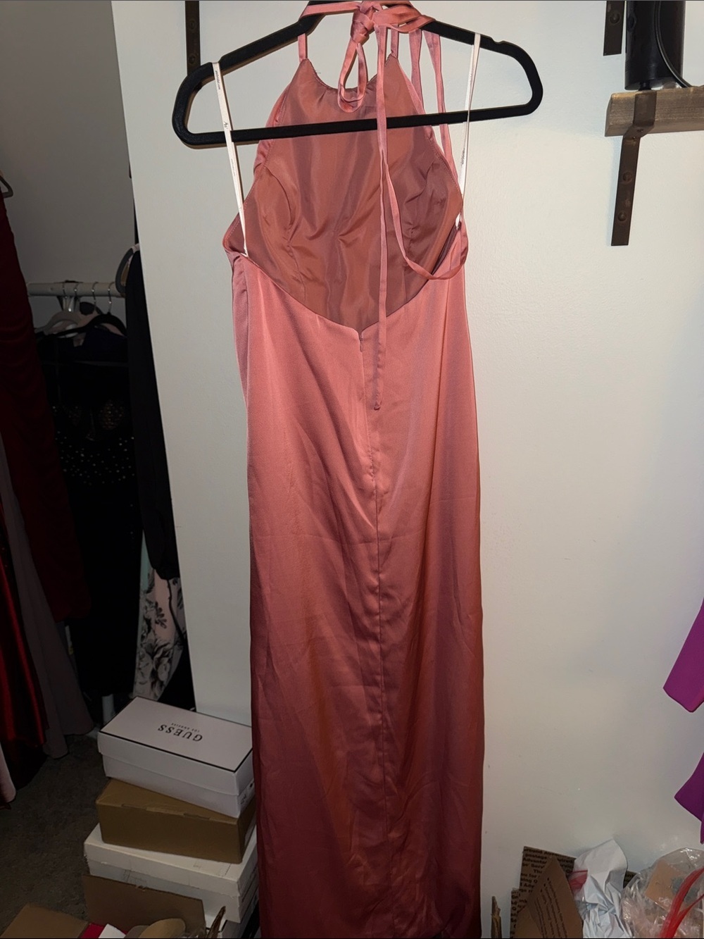 Silky Halter Slip Dress in Rosewood - Picture 2 of 6